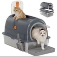 thumbnail image 1 of SHOUFTW Stainless Steel Enclosed Cat Litter Box, 23.62″×15.75″×15.75″Cat Litter Pan, 3 Modes & Double Entrance, Gray, 1 of 7