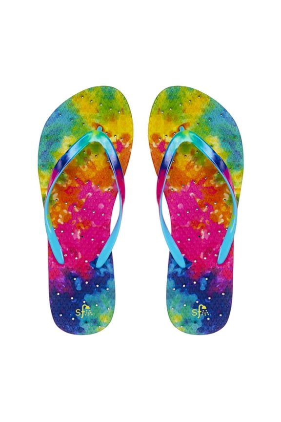 Girls Tie Dye, Printed Strap, Color: Multi/Turq, Size: 4/5