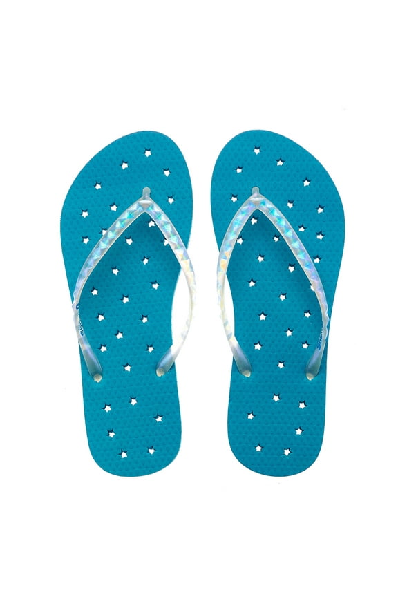 Women Iridescent Stars Flip-Flops, Size: 9/10