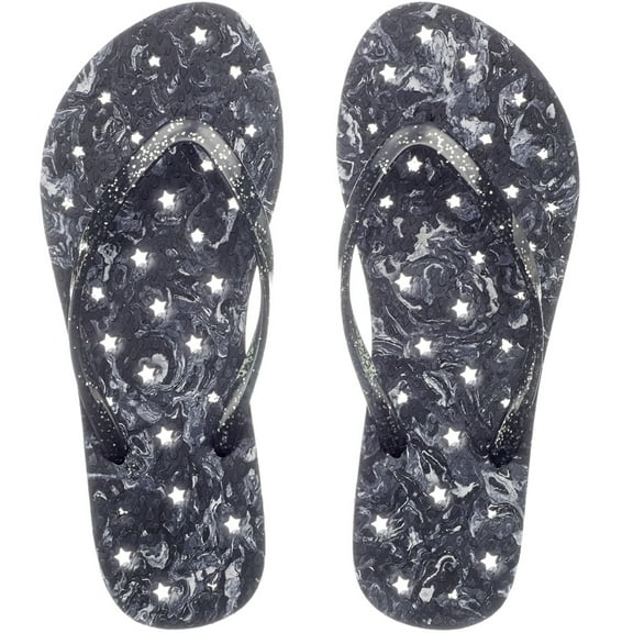 SHOWAFLOPS Women Marble Stars, Black Glitter Strap, Color: Black/Gray, Size: 5/6 (8009A-5/6)