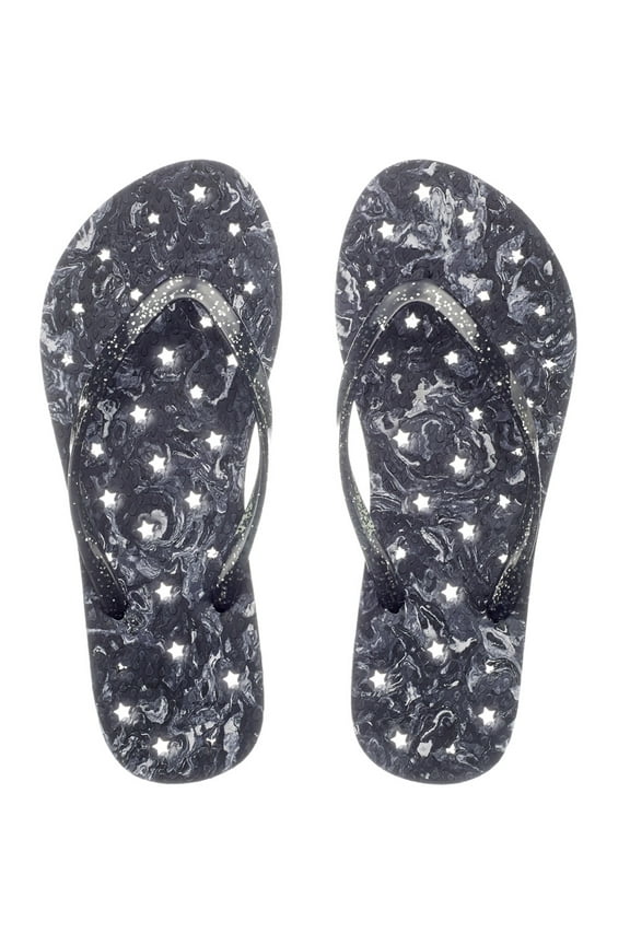 Women Marble Stars, Black Glitter Strap, Color: Black/Gray, Size: 9/10 (8009A-9/10)