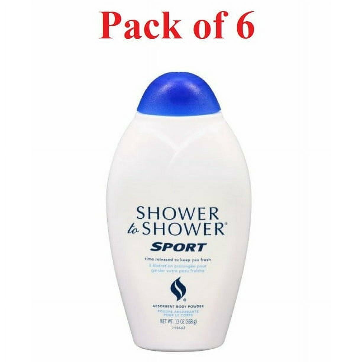 SHOWER TO SHOWER Body Powder Sport 8 oz Pack of 6