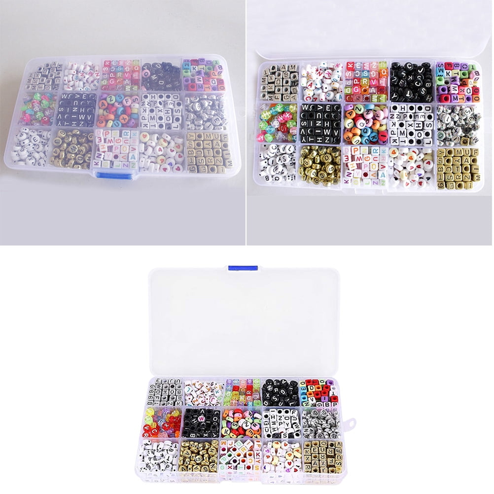 SHOWERORO 1100Pcs Acrylic Cube Letter Beads for Bracelets, , Assorted Colors, Perfect for Friends