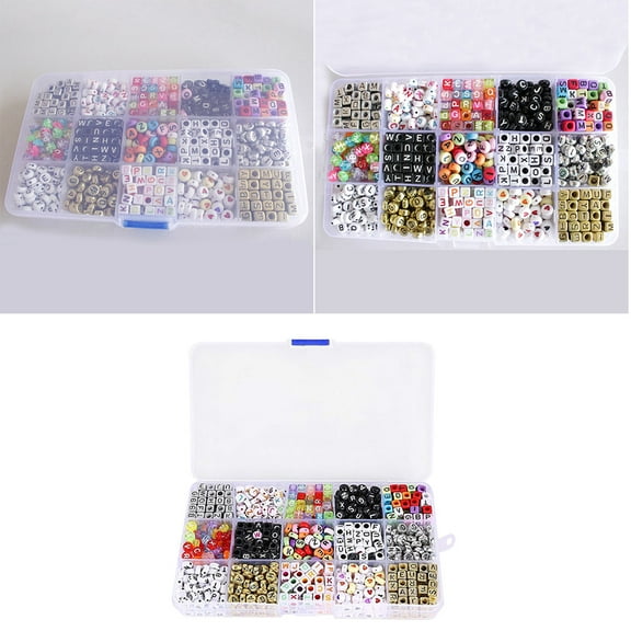 SHOWERORO 1100Pcs Acrylic Cube Letter Beads for Bracelets Diy Loom Bands Assorted Color Friends Self
