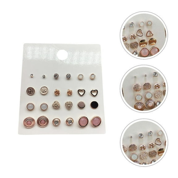 SHOWERORO 12 Pairs Vintage Earrings Baroque Style Assorted Color Alloy Piercing Studs for Women