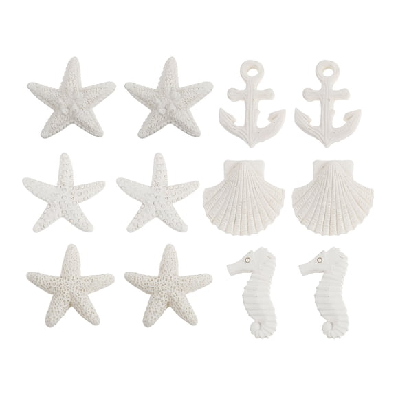 SHOWERORO 12Pcs White Resin Fish Tank Ornaments Shell for Home Decoration 3X0.3937In