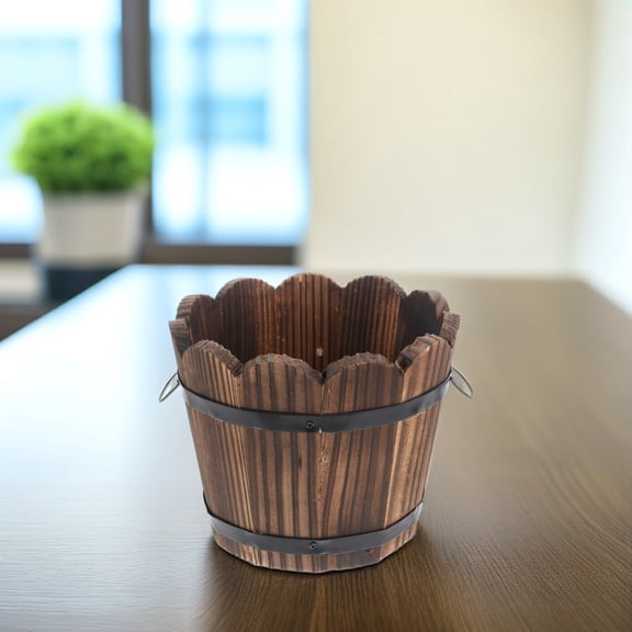 SHOWERORO 1Pack Carbonized Wood Flower Pot with Water Absorption Feature for Indoor Use House Plant Pots