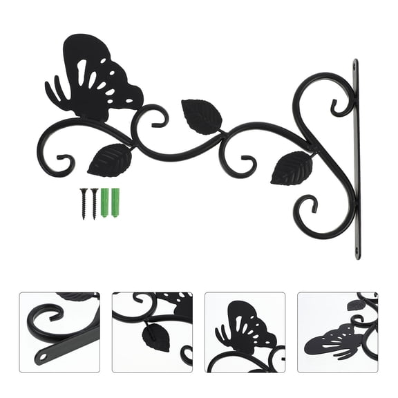 SHOWERORO Garden Wall Hook Hanger in Black Cast Iron for Hanging Plants Lanterns and Bird Feeders