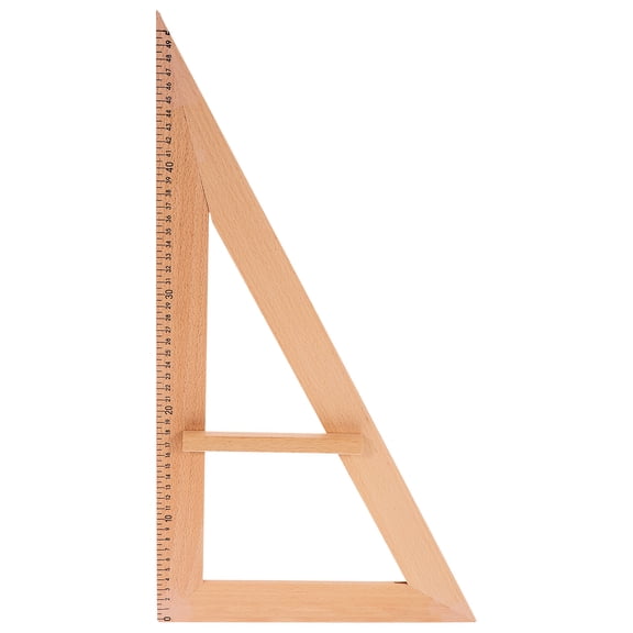 SHOWERORO 1Pack Triangular Semicircular Wood Ruler for Teachers Drawing Tool and Teaching Aid 20.5x11.4x0.2in