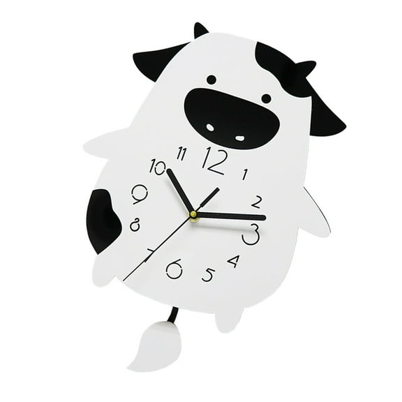 SHOWERORO 1Pc Cow Shaped Wall Clock White Acrylic Silent Clear Numbers Decorative For Living Room Kitchen Bedroom