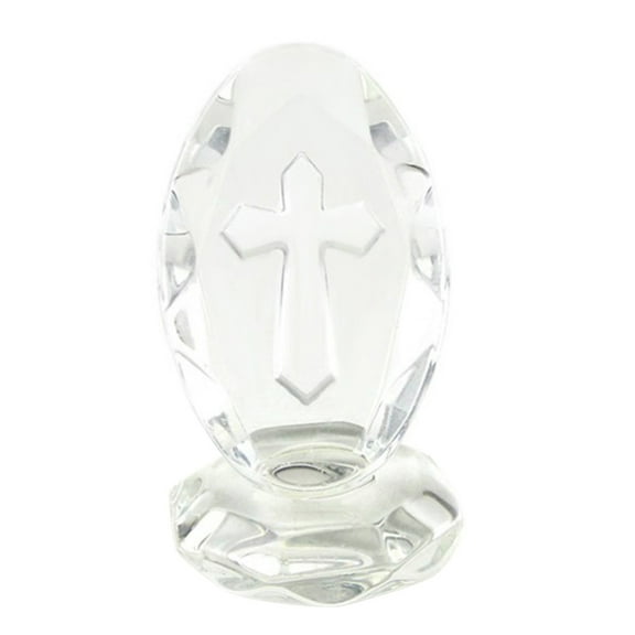 SHOWERORO Elliptical Crystal Cross Home Decoration Transparent Crystal Ornament 1 Set