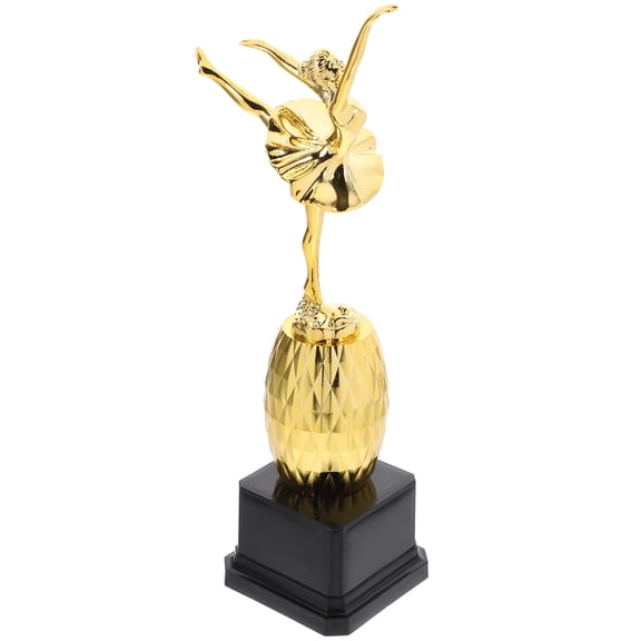 SHOWERORO 1Set Golden Plastic Ballet Trophy Award for Dance Competitions Simple Yet Charming .4X2.9X2.9in