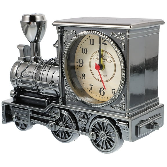 SHOWERORO Vintage Retro Silver Locomotive Shape Wakeup Alarm Clock for Indoor Use