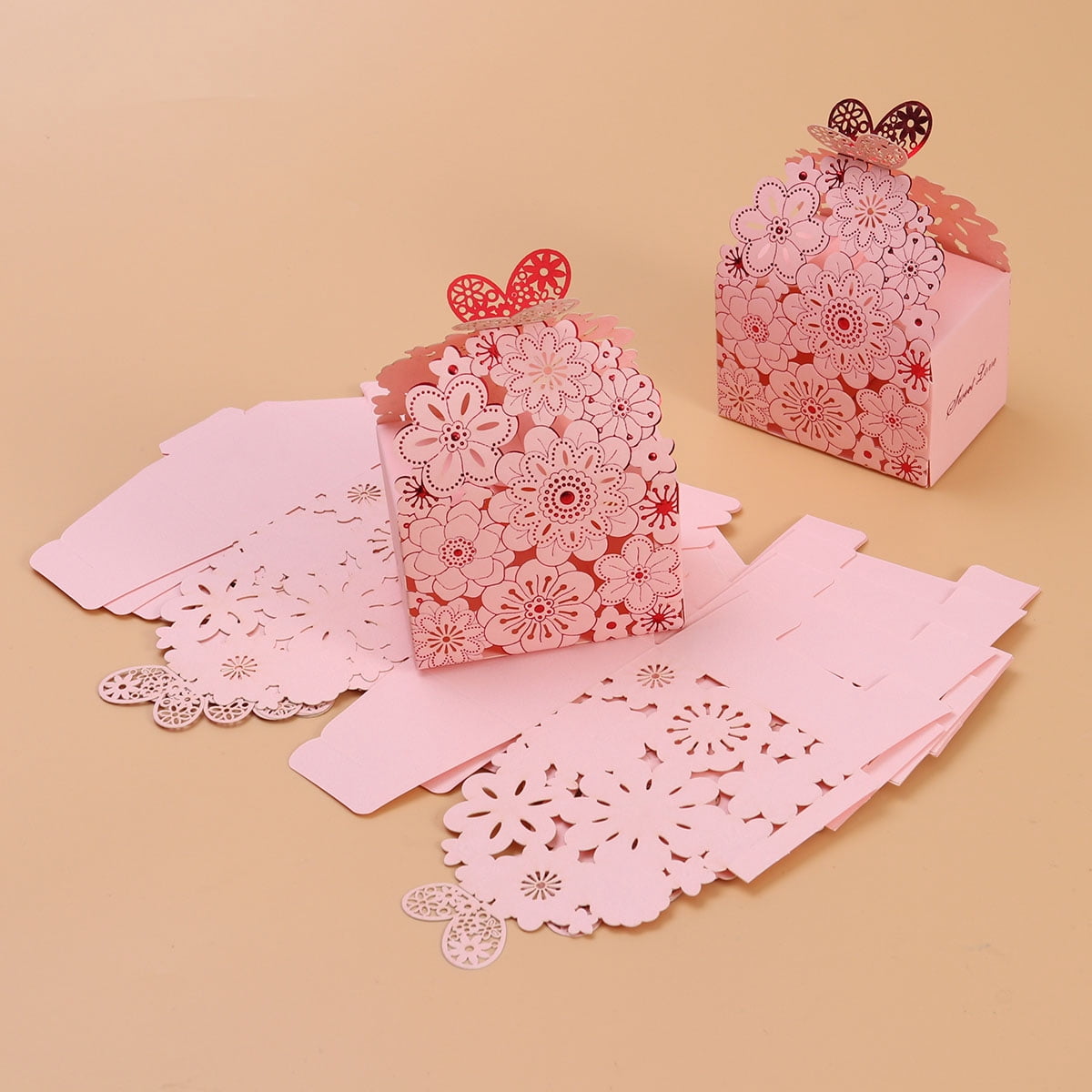 SHOWERORO 20Pcs Fillable Paper Packaging Box Pink Craft Paper Design ...