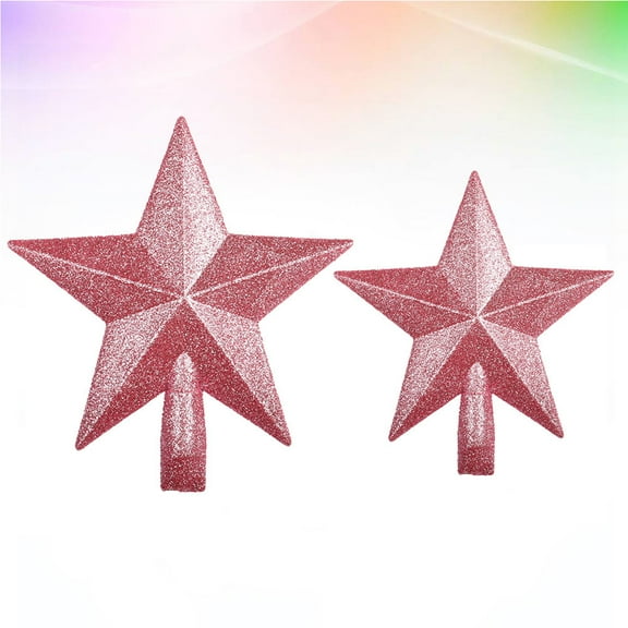 SHOWERORO 2Pcs Holiday Tree Topper Star Ornament Pink 5.9x5.9x0.4in Plastic Tree Decoration