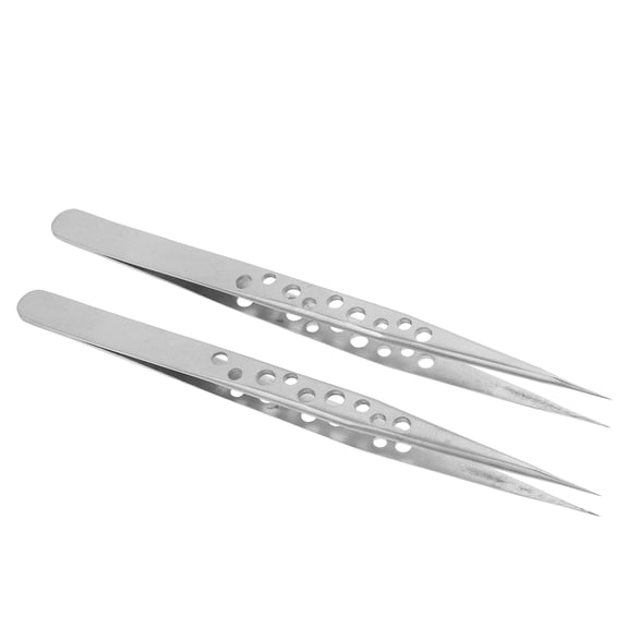 SHOWERORO 2Pcs Tweezers for Electronics 14 00X0 80X0 60cm Stamping Multi Function Silver