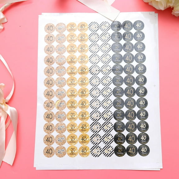 SHOWERORO 2Sheets Mini Number Stickers Gold Square Paper Decoration for Birthday Party 108 Pieces