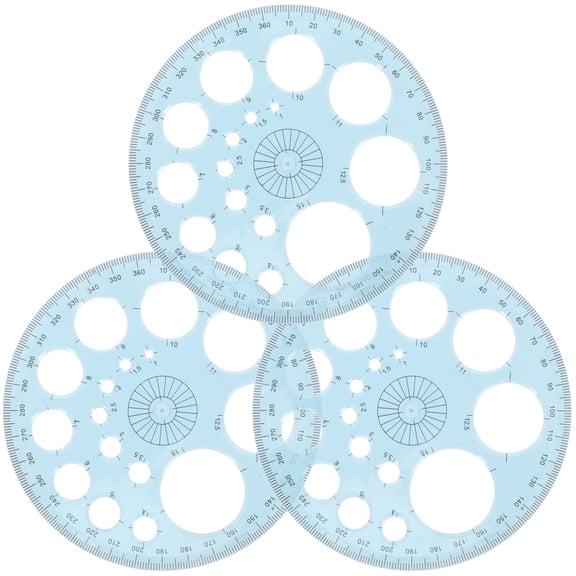 SHOWERORO 3-Piece Multi-Function Protractor Set for School Teaching with Sky- Plastic Rulers for Drawing Circles and Angles