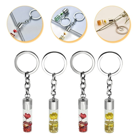 SHOWERORO 4Pcs Pressed Flower Keychain Lightweight Decorative Pendant for Car Keys Bag Accessory