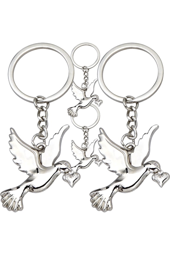 4-Pack Shape Keychains Zinc Alloy Bag and Key Hanging Decor Smooth Design 11.8x0.6x0.1in