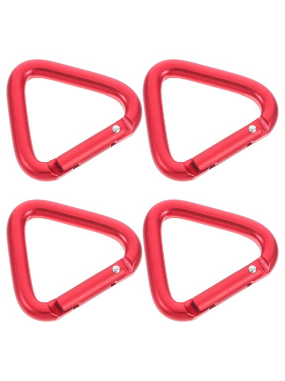 4Pcs Triangle for Keychain and Outdoor Use Red Aluminum Alloy Multi Function Metal Clip