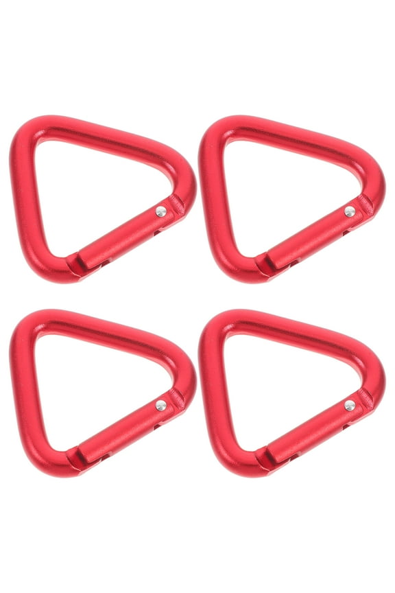 4Pcs Triangle for Keychain and Outdoor Use Red Aluminum Alloy Multi Function Metal Clip