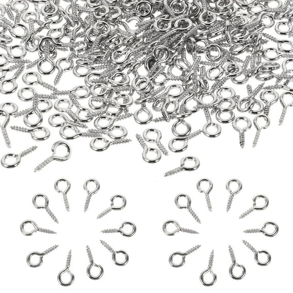 SHOWERORO 500 Pcs Small Mini Eyelet Screws Silver Metal for Jewelry Making and Diy Projects
