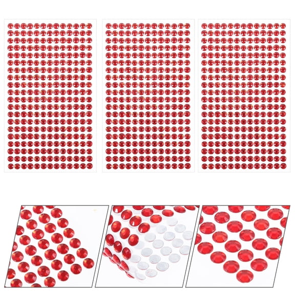 SHOWERORO Red Sticky Rhinestone Gems for Crafts, 6-Pack Decorative Embellishments, 8.8 x 3.9 x 0.04 Inches, Craft Supplies