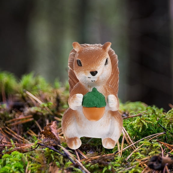 SHOWERORO 8Pcs Squirrel Statue PVC Outdoor Decoration Squirrel Figurines 1.8x1.4in
