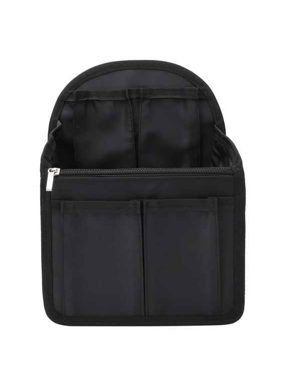 Black Multi Pocket Design Backpack Insert with Nylon Organizer Foldable