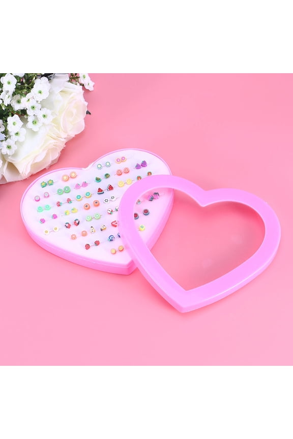 Earrings Set 36 Pairs Eco-friendly Material Pink Color Hypoallergenic Storage Convenience