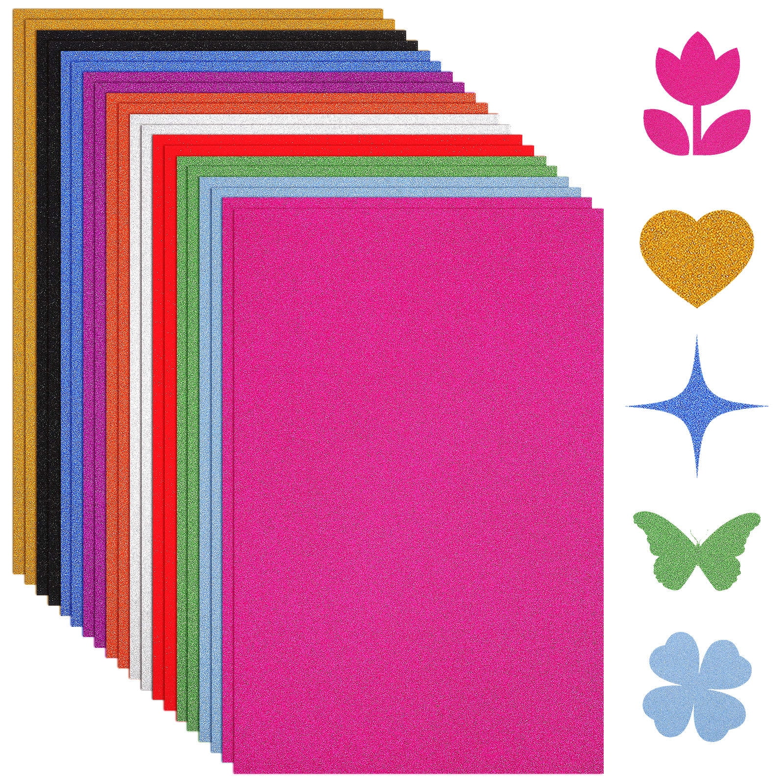 SHOWERORO Glitter Craft Paper 60 Sheets Rectangular Fading Resistant for Cutting and Crafting 11.8x7.9 inches