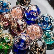 SHOWERORO Assorted Color Large Hole Glass Beads for Jewelry Making, Loose of 20 Pieces