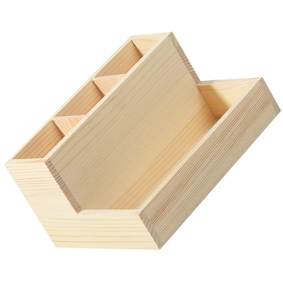 SHOWERORO Multi Functional Storage Box 1Pcs Makeup Organizer Beige Wood Rectangular For Bathroom Bedroom