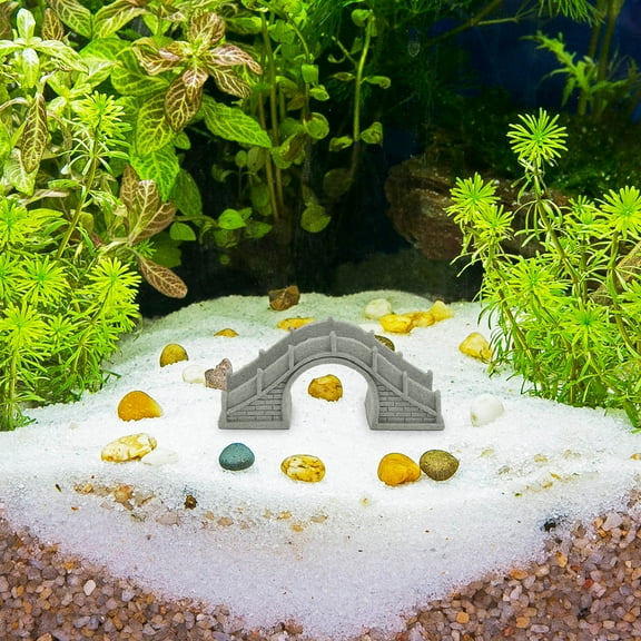 SHOWERORO Resin Bridge Statue 12X5.5X4.5Inch for Bonsai Garden Decor 1Pack Grey Arch Style