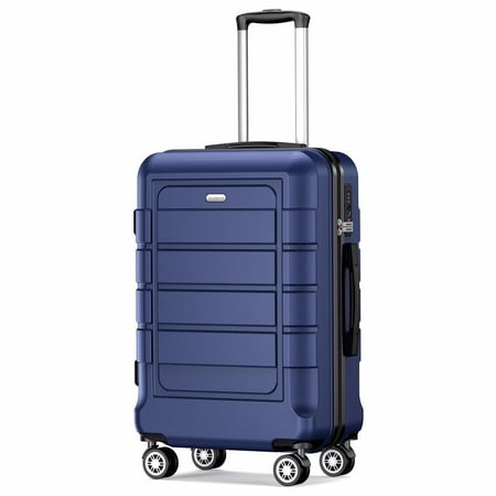 SHOWKOO 20" Carry-on Durable PC+ABS Hardside Luggage with Spinner Wheels TSA Lock (Blue)