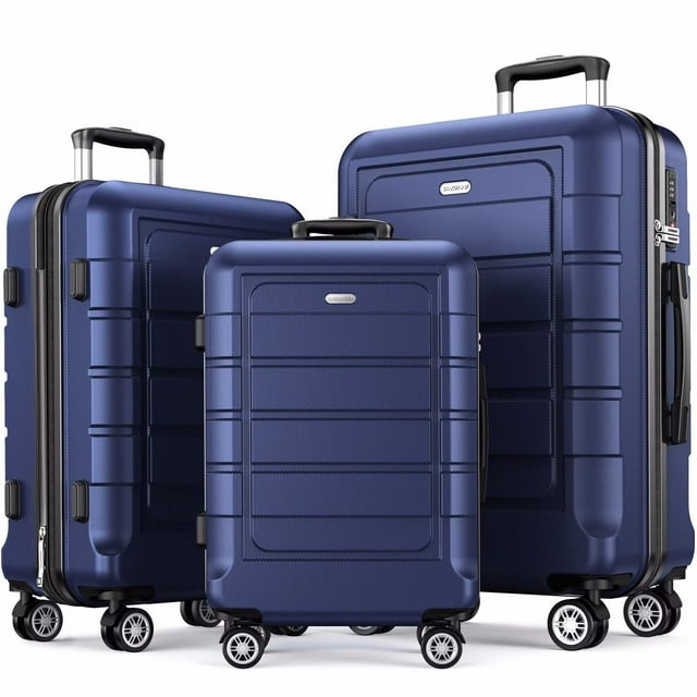 SHOWKOO 3 Piece Luggage Set Expandable ABS Hard Shell luggage Set Double Spinner Wheels Suitcase