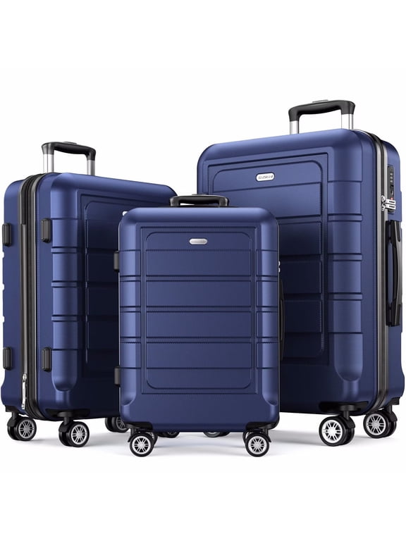 Adult, Child, Teen 3-Piece Hardside Spinner Suitcase, Blue