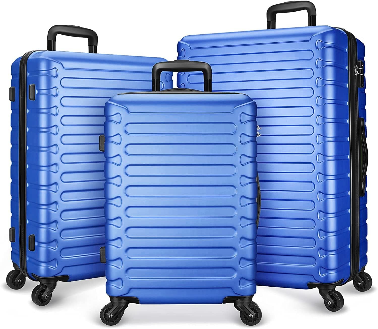 SHOWKOO Hardside Luggage Sets Expandable Suitcase Set TSA Lock,Blue, 3