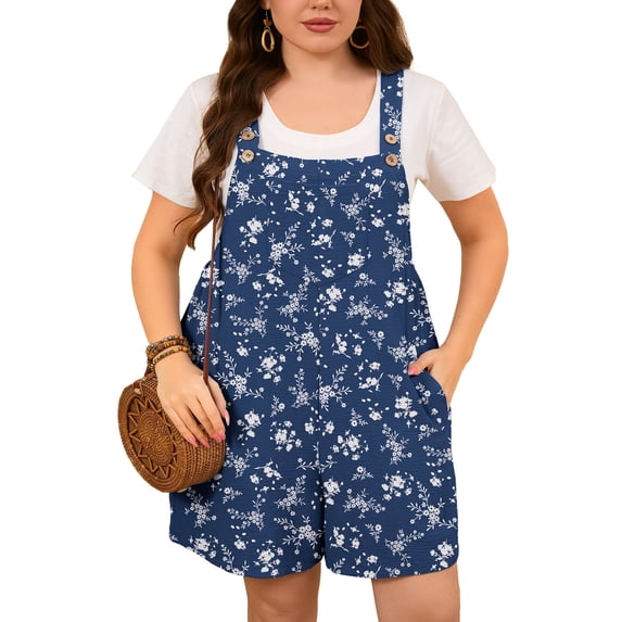 SHOWMALL Jumpersuit for Women Plus Size Shorts Casual Loose Romper Overall with Adjustable Strapes Speckled Splendor 3X