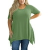 SHOWMALL Plus Size Clothes for Women Tunic Tops Short Sleeve Olive 2X Summer Blouse Swing Tee Crewneck Clothing Flowy Shirt for Leggings