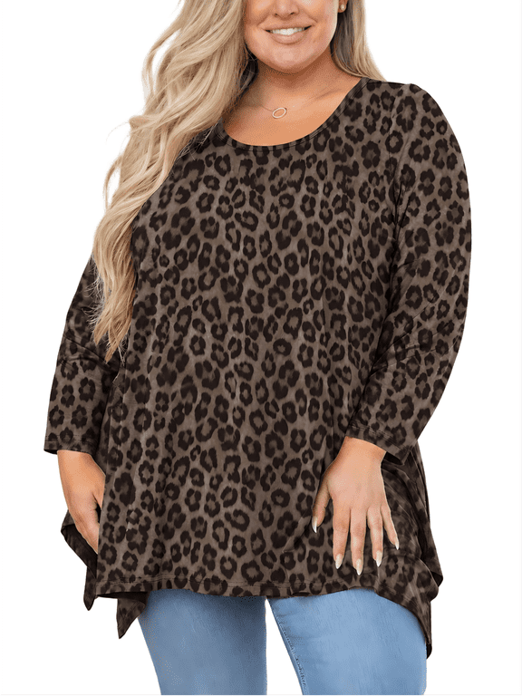 Plus Size Long Sleeve Tunic Shirt for Women