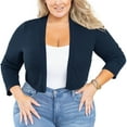 SHOWMALL Plus Size Shrug Women Bolero 3/4 Sleeve Navy Blue 4X