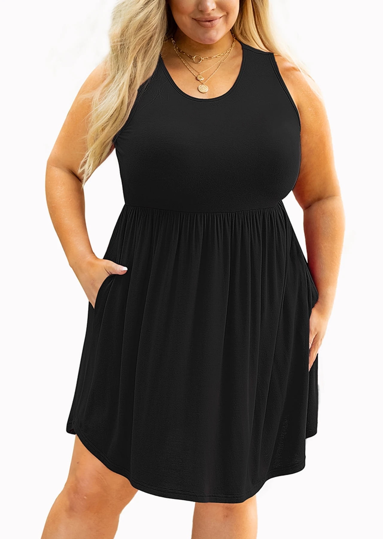 Plus Size All Black Casual Outfit Women's SHOWMALL Plus Size