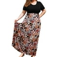 thumbnail image 1 of SHOWMALL Plus Size Summer Maxi Dress for Women Petal Panic 3X Short Sleeves Crewneck Casual Bohemian Beach Dress Full-Length Floral Long Sun Dresses with Pockets, 1 of 5