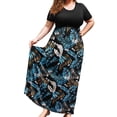 thumbnail image 1 of SHOWMALL Plus Size Summer Maxi Dress for Women Tropical Print 4X Short Sleeve Crewneck Casual Beach Bohemian Full-Length Long Sun Dresses with Pockets, 1 of 7