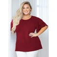 thumbnail image 1 of SHOWMALL Plus Size Tops for Women Short Sleeve Burgundy 4X Tunic Shirt Summer Clothing Loose Fitting Clothes, 1 of 10
