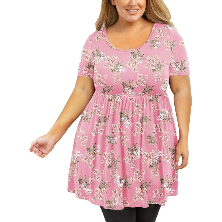 SHOWMALL Plus Size Babydoll Tunic, Short Sleeve, Oversized Tee