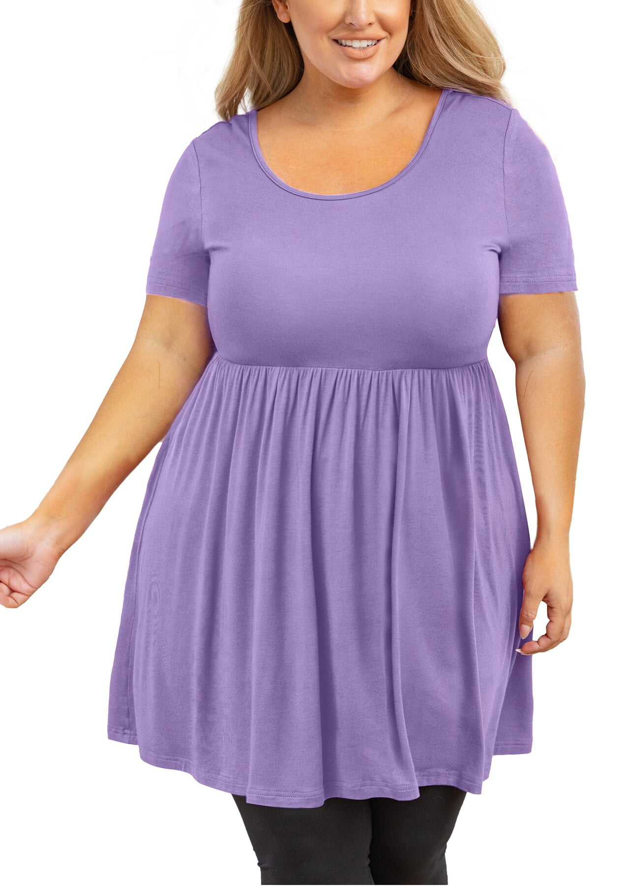 SHOWMALL Plus Size Tunic for Women Short Sleeve Scoop Neck Top