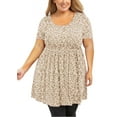 thumbnail image 1 of SHOWMALL Plus Size Tunic for Women Short Sleeves Cream Leopard 3X Tops Scoop Neck Clothes Summer Flowy Maternity Clothing Shirt, 1 of 8